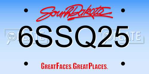 6SSQ25 South Dakota License Plate