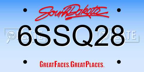 6SSQ28 South Dakota License Plate