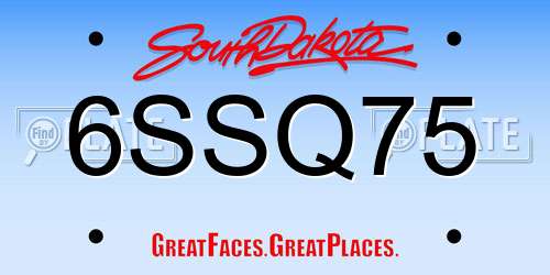 6SSQ75 South Dakota License Plate