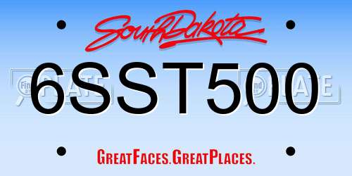6SST500 South Dakota License Plate