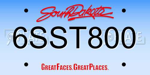 6SST800 South Dakota License Plate