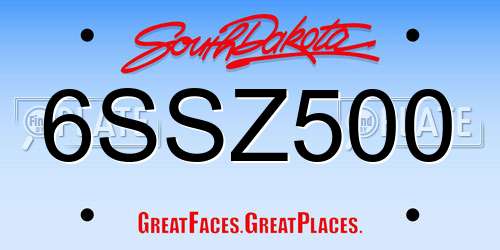 6SSZ500 South Dakota License Plate