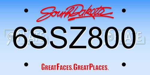 6SSZ800 South Dakota License Plate