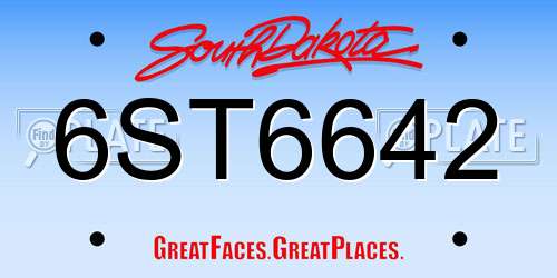6ST6642 South Dakota License Plate