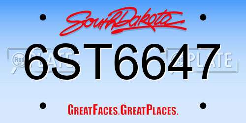 6ST6647 South Dakota License Plate