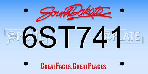 6ST741 South Dakota License Plate