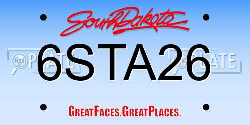 6STA26 South Dakota License Plate