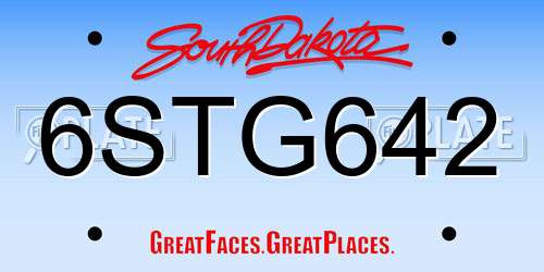 6STG642 South Dakota License Plate