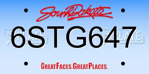 6STG647 South Dakota License Plate
