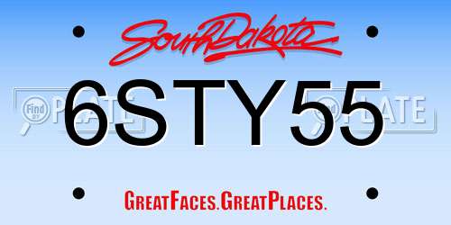 6STY55 South Dakota License Plate