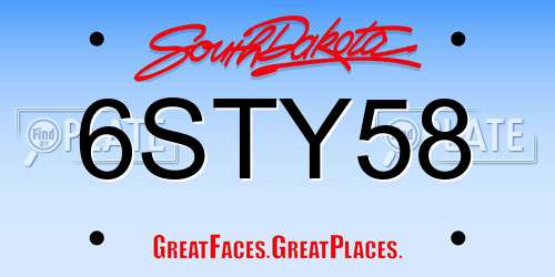 6STY58 South Dakota License Plate