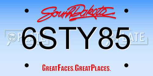 6STY85 South Dakota License Plate