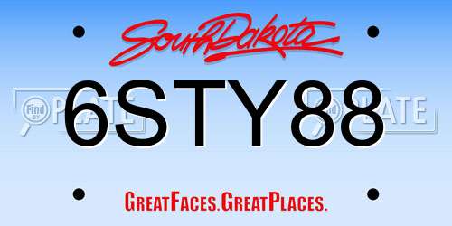 6STY88 South Dakota License Plate