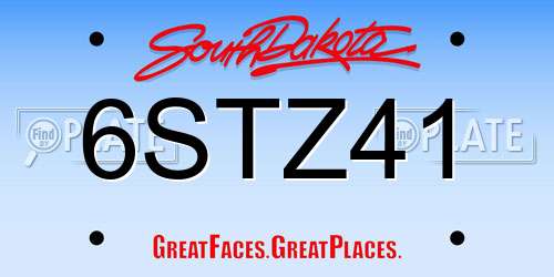 6STZ41 South Dakota License Plate