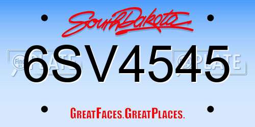 6SV4545 South Dakota License Plate