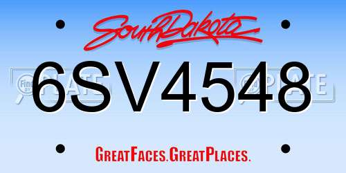 6SV4548 South Dakota License Plate