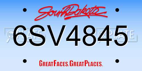6SV4845 South Dakota License Plate