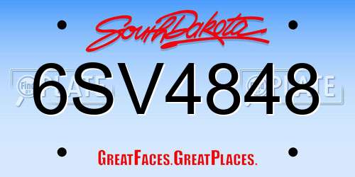 6SV4848 South Dakota License Plate
