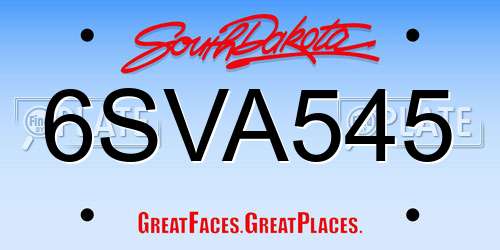 6SVA545 South Dakota License Plate