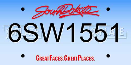 6SW1551 South Dakota License Plate