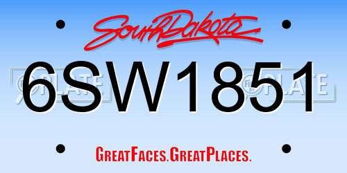 6SW1851 South Dakota License Plate