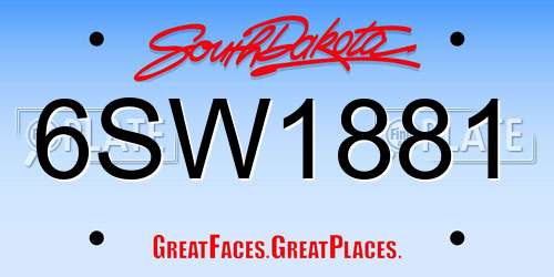 6SW1881 South Dakota License Plate