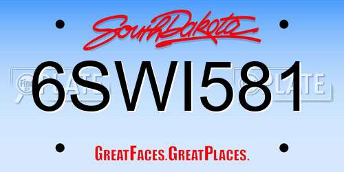 6SWI581 South Dakota License Plate