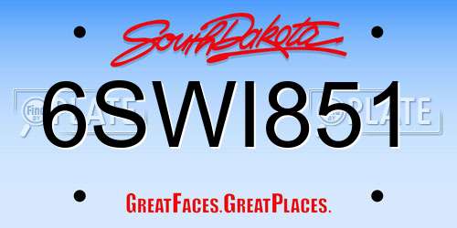 6SWI851 South Dakota License Plate