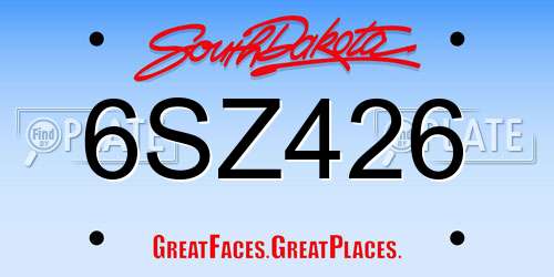 6SZ426 South Dakota License Plate