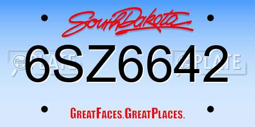 6SZ6642 South Dakota License Plate