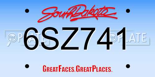 6SZ741 South Dakota License Plate