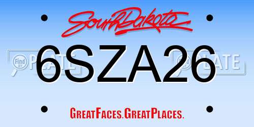 6SZA26 South Dakota License Plate