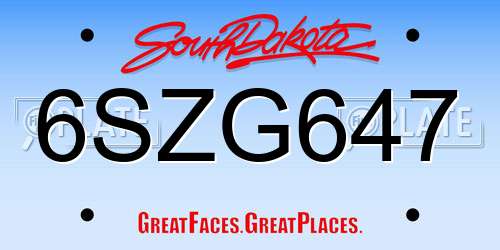 6SZG647 South Dakota License Plate
