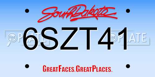 6SZT41 South Dakota License Plate