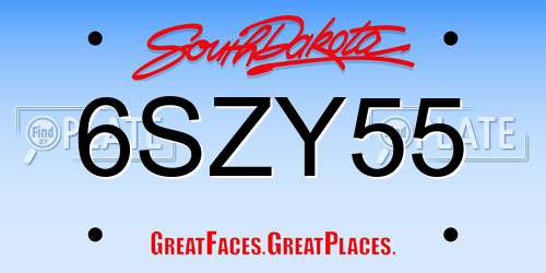 6SZY55 South Dakota License Plate