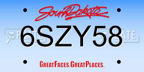 6SZY58 South Dakota License Plate