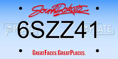 6SZZ41 South Dakota License Plate