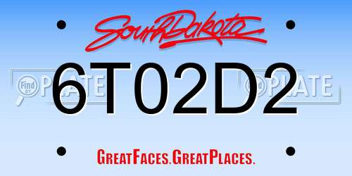 6T02D2 South Dakota License Plate