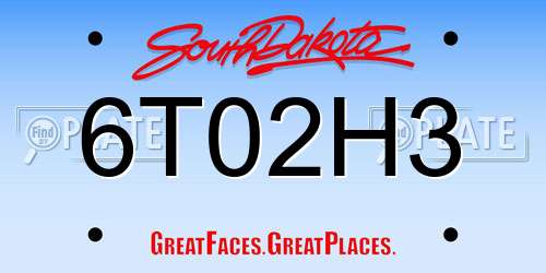 6T02H3 South Dakota License Plate