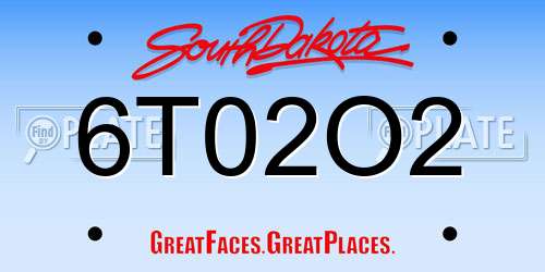 6T02O2 South Dakota License Plate
