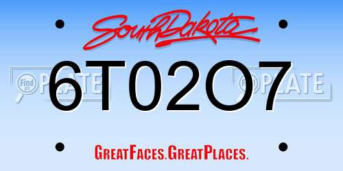 6T02O7 South Dakota License Plate