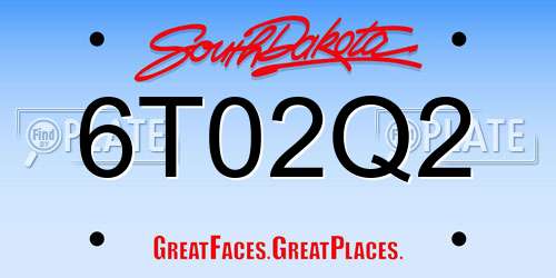 6T02Q2 South Dakota License Plate