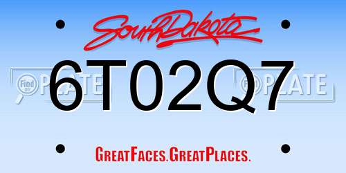 6T02Q7 South Dakota License Plate