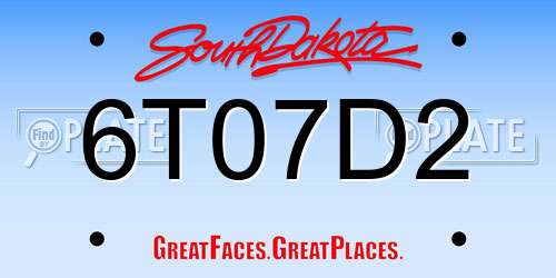 6T07D2 South Dakota License Plate