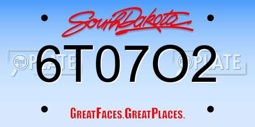 6T07O2 South Dakota License Plate