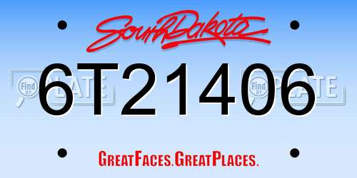 6T21406 South Dakota License Plate