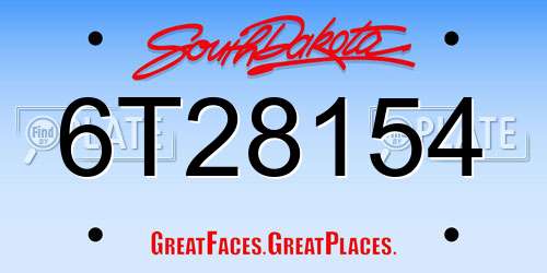 6T28154 South Dakota License Plate