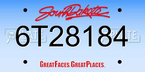 6T28184 South Dakota License Plate