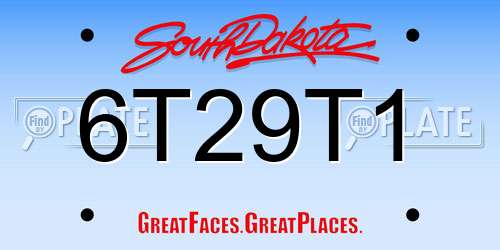 6T29T1 South Dakota License Plate