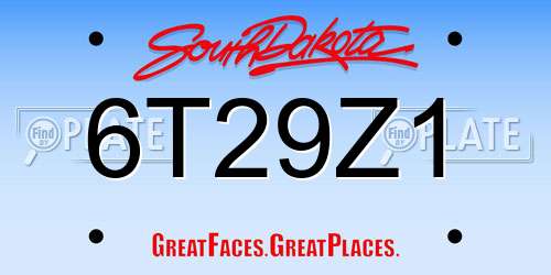 6T29Z1 South Dakota License Plate